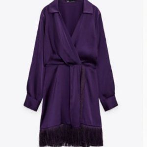 ZARA/SATIN DARK PURPLE DRESS/SIZE XLARGE